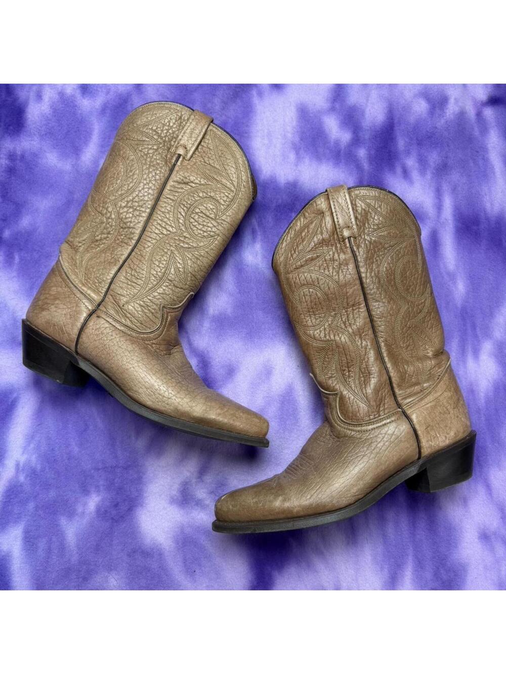 Dingo Brown light tan leather cowboy western boots